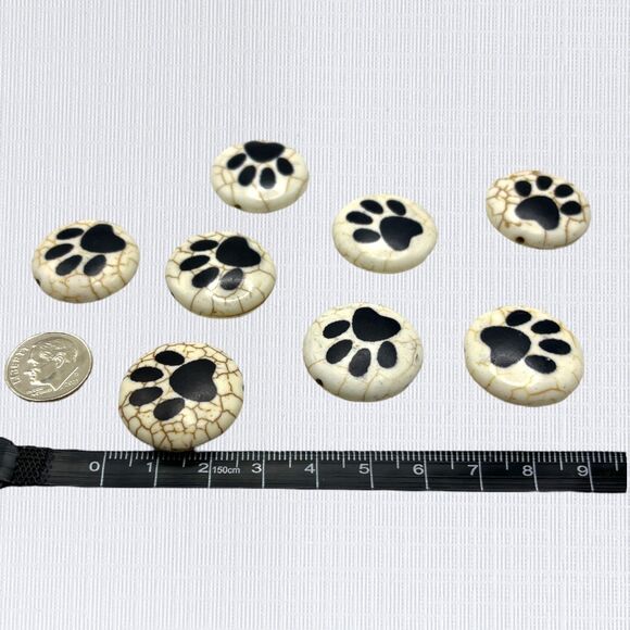 Mixed Lot Beads Chunky Hand Painted Glass Cat Tigers Eye Stone Paw Print Focal - Picture 12 of 13